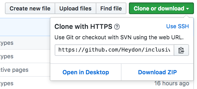The open in desktop option, revealed when clicking clone or download
